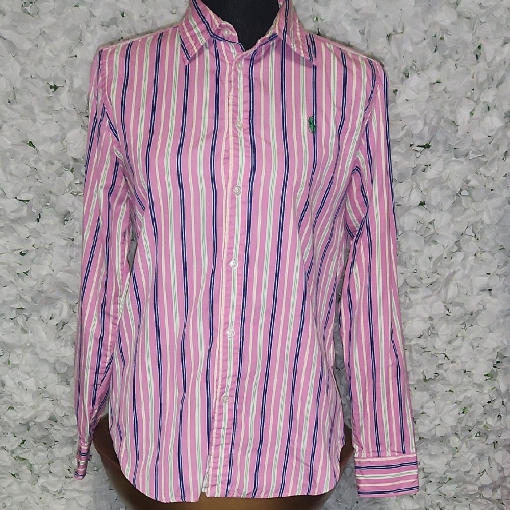 Ralph Lauren Striped Pink and Blue Women's Shirt
